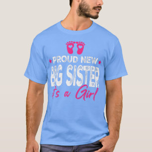 Retro Vintage Gender Reveal Proud New Big Sister I T-Shirt