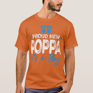 Retro Vintage Gender Reveal Proud New Poppa It's A T-Shirt