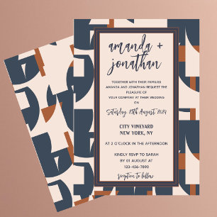Retro Vintage Geometrical Wedding Invitation Card