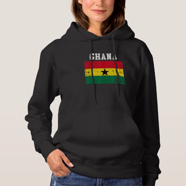 Retro Vintage Ghana Flag Ghanaian Roots Hoodie (Front)