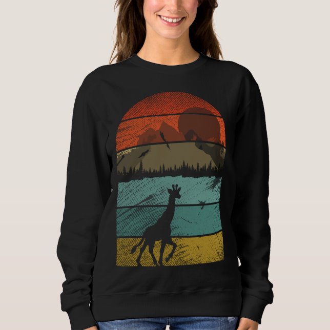 Retro vintage Giraffe  and cute animal  4 Sweatshirt (Front)