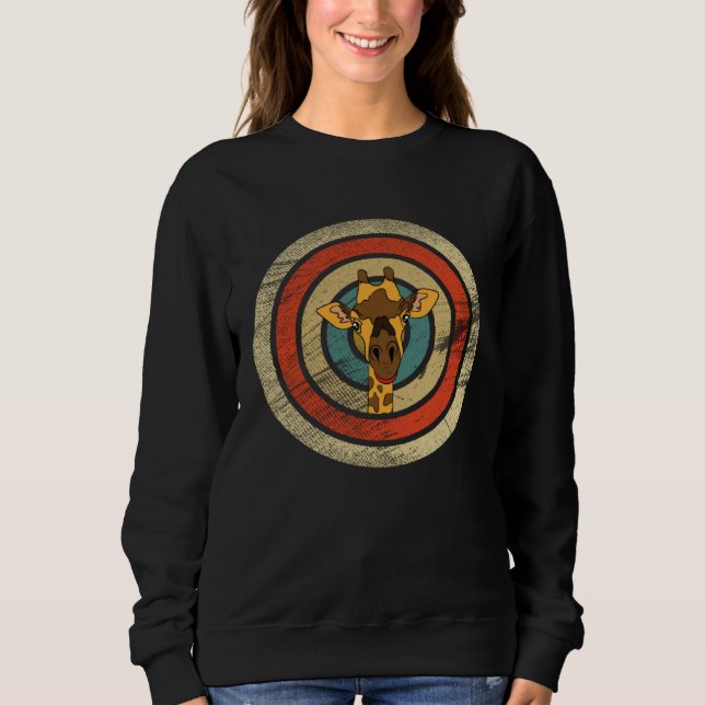 Retro vintage Giraffe  and cute animal Sweatshirt (Front)