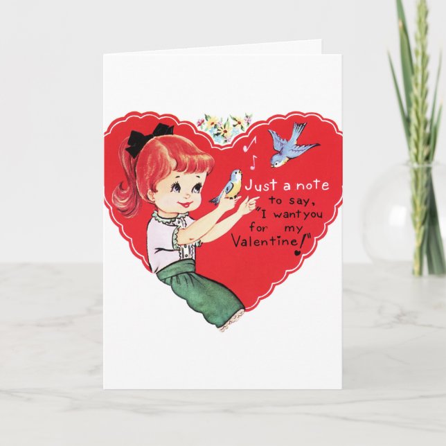 Retro Vintage Girl Valentine Holiday card (Front)
