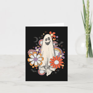 Retro Vintage Gnoovy Halloween Colours Flower Ghos Card