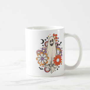 Retro Vintage Gnoovy Halloween Colours Flower Ghos Coffee Mug
