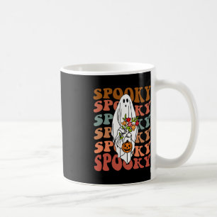 Retro Vintage Gnoovy Halloween Spooky Flower Ghost Coffee Mug