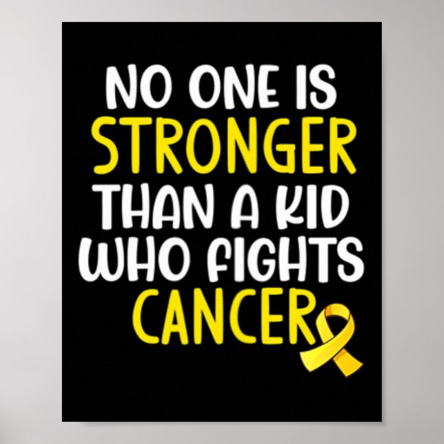 Retro Vintage Gold Ribbon Childhood Cancer Awarene Poster (Front)