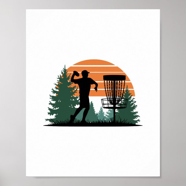 Retro Vintage Golf Disc Playing Poster (Front)
