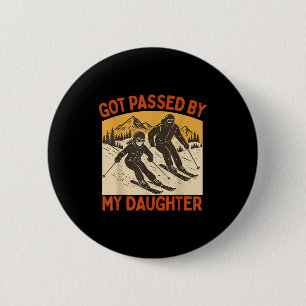 Retro Vintage Got Ped By My Daughter Funny Skiing 6 Cm Round Badge