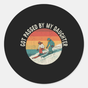 Retro Vintage Got Ped By My Daughter Funny Skiing  Classic Round Sticker