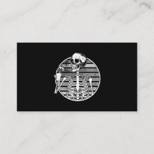 Retro Vintage Goth Skull Halloween Skeleton Drinki Business Card