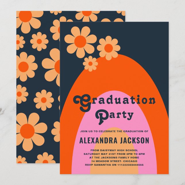 Retro Vintage Graduate Party Invitation (Front/Back)