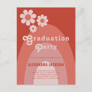 Retro Vintage Graduation Party simple Daisy Invitation Postcard