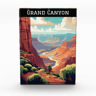 Retro Vintage Grand Canyon National Park Arizona Photo Block