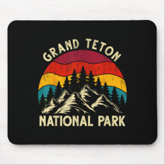 Retro vintage graphic grand teton national park  mouse pad