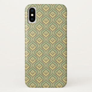 Retro vintage green and yellow pattern iPhone x case