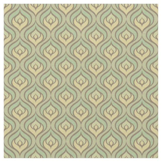 Retro vintage green and yellow pattern fabric (Close Up)