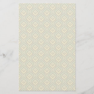 Retro vintage green and yellow pattern stationery