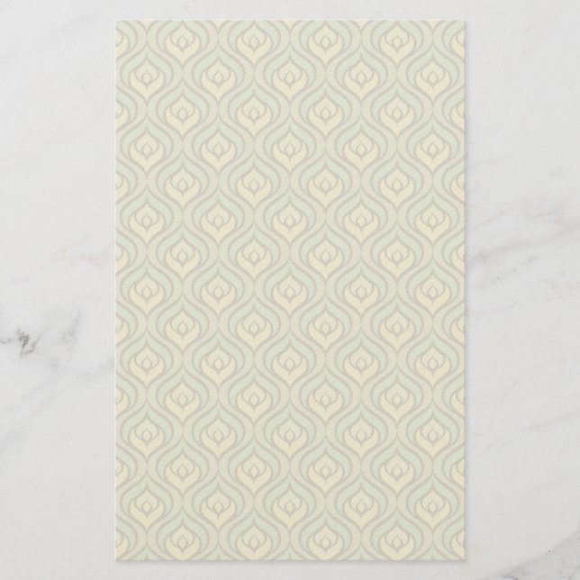 Retro vintage green and yellow pattern stationery (Front)