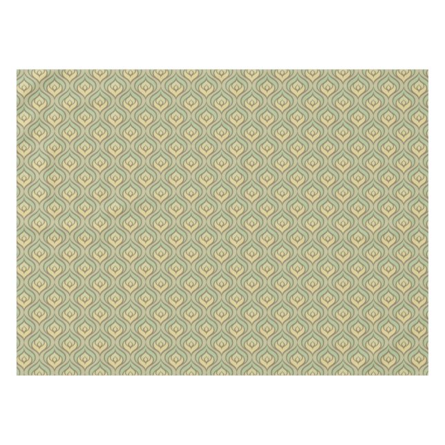 Retro vintage green and yellow pattern tablecloth (Front (Horizontal))