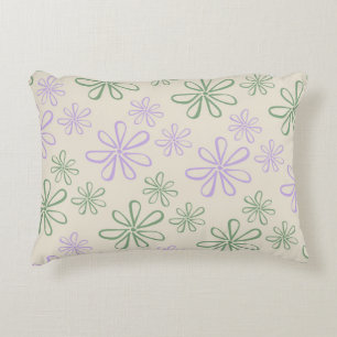Retro Vintage Green Purple Small Flower Pattern Decorative Cushion