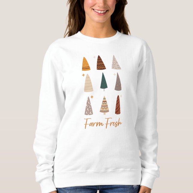 Retro vintage grid pattern holiday Christmas tree  Sweatshirt (Front)