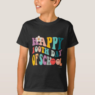 Retro Vintage Groovy 100 Days of School For Teache T-Shirt