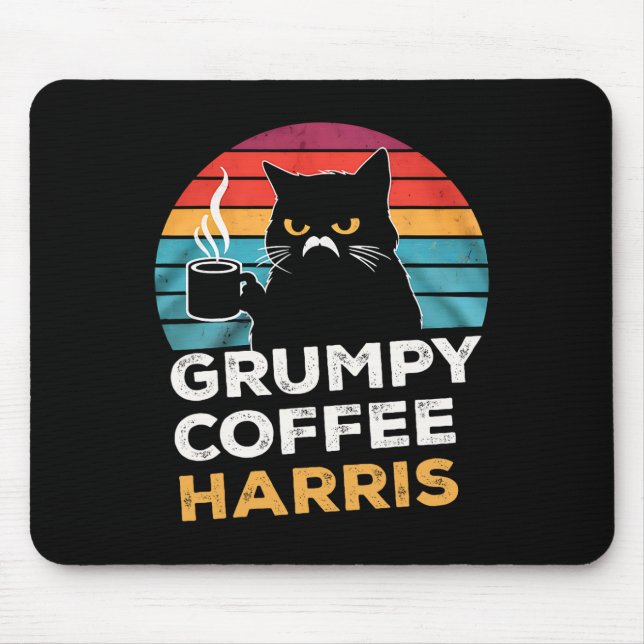 Retro Vintage Grumpy Coffee Harris  Mouse Pad (Front)