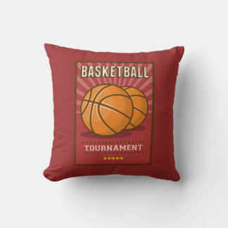 Retro Vintage Grunge Red Basketballer Cushion