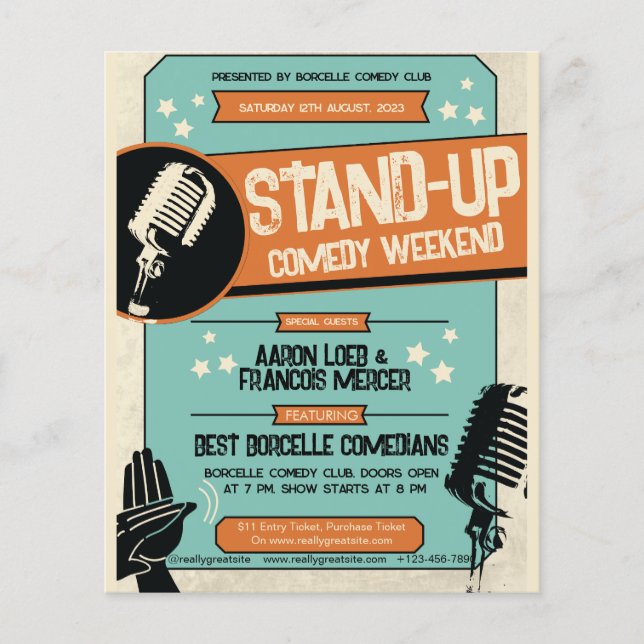 Retro Vintage Grunge Stand Up Comedy Show  (Front)
