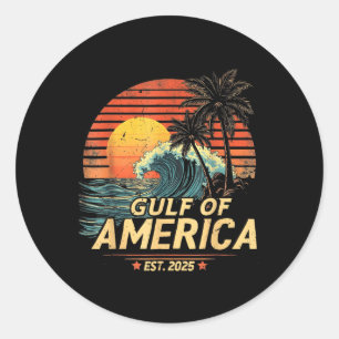 Retro Vintage Gulf Of Us America 2025 American Fla Classic Round Sticker