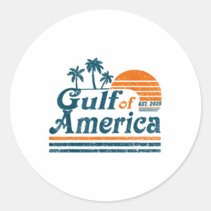 Retro Vintage Gulf Of Us America 2025 American Fla Classic Round Sticker