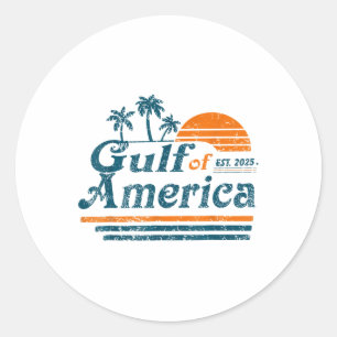Retro Vintage Gulf Of Us America 2025 American Fla Classic Round Sticker