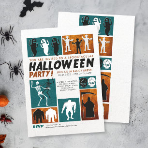 Retro Vintage Halloween Costume Party Invitation