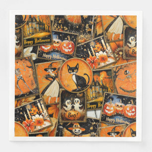 Retro Vintage Halloween Fun Collage Napkin