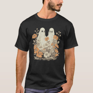 Retro Vintage Halloween Ghosts Boo Fantasy Flowers T-Shirt