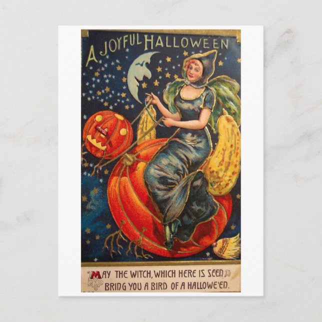 Retro Vintage Halloween Joyful Halloween Postcard (Front)