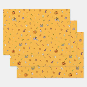 Retro Vintage Halloween Pattern Candy Corn Wrappin Wrapping Paper Sheet