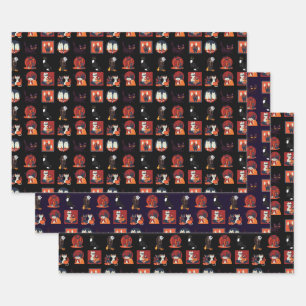 Retro Vintage Halloween Pattern Candy Corn Wrappin Wrapping Paper Sheet