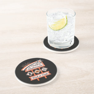 Retro Vintage Halloween Sign – Trick or Treat Coaster