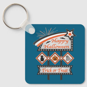 Retro Vintage Halloween Sign – Trick or Treat Key Ring