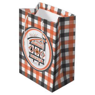Retro Vintage Halloween Sign –Trick or Treat Plaid Medium Gift Bag