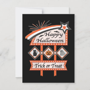 Retro Vintage Halloween Sign – Trick or Treat Postcard