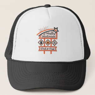 Retro Vintage Halloween Sign – Trick or Treat Trucker Hat
