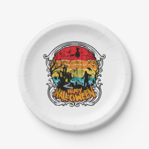 Retro Vintage Halloween - Vintage Halloween Paper Plate