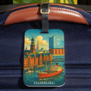 Retro Vintage Hamburg Germany Elbphilharmonie Luggage Tag