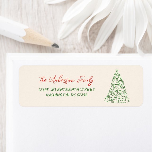 Retro Vintage Hand Drawn Ribbons Tree Christmas (Insitu)