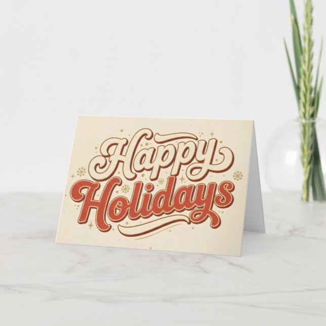 Retro Vintage Happy Holidays Christmas Holiday Card (Front)