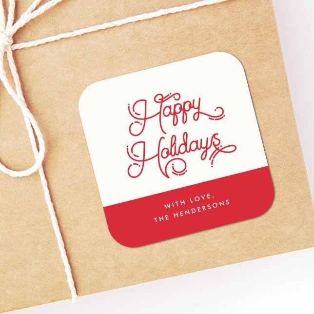 Retro vintage Happy Holidays Square Sticker (Creator Uploaded)