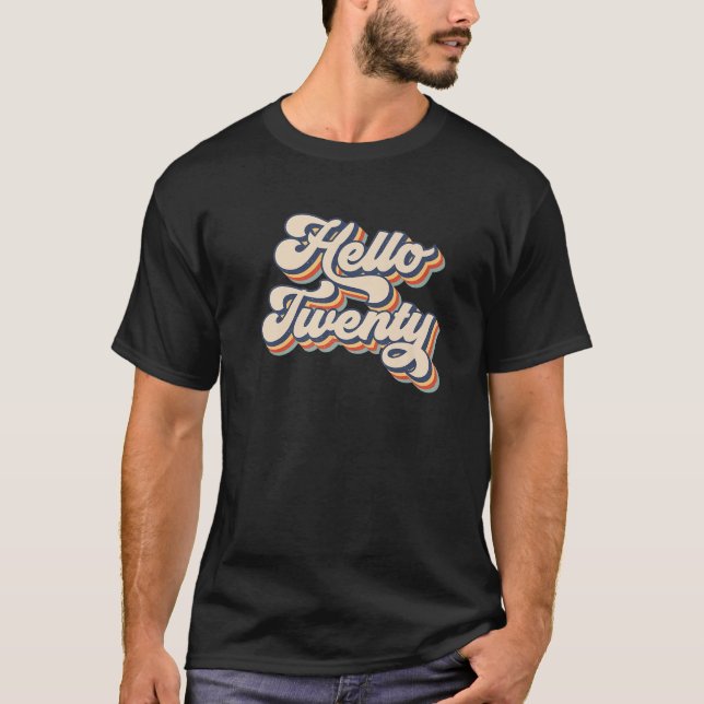 Retro Vintage Hello Twenty 20Th Birthday T-Shirt (Front)